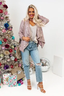 Splash Of Luxury Sequin Blazer In Blush -Jacket and Coats Shop 2208262895000 2022112115320400 28f9634esplash of luxury sequin blazer in blush