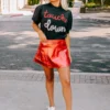 The Reef Metallic Skort In Red