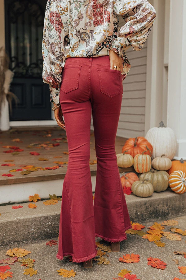 The Rory High Waist Flares In Wine 4 The Rory High Waist Flares In Wine - Image 4