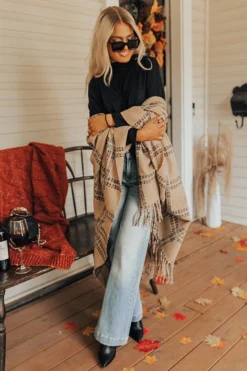 Cozy In Montauk Plaid Poncho -Jacket and Coats Shop 2209089829000 2022092109153400 21cf5e45cozy in montauk plaid poncho