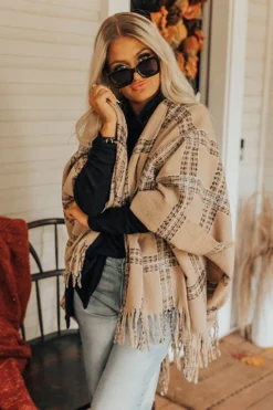 Cozy In Montauk Plaid Poncho -Jacket and Coats Shop 2209089829000 2022092109153400 2777d58fcozy in montauk plaid poncho