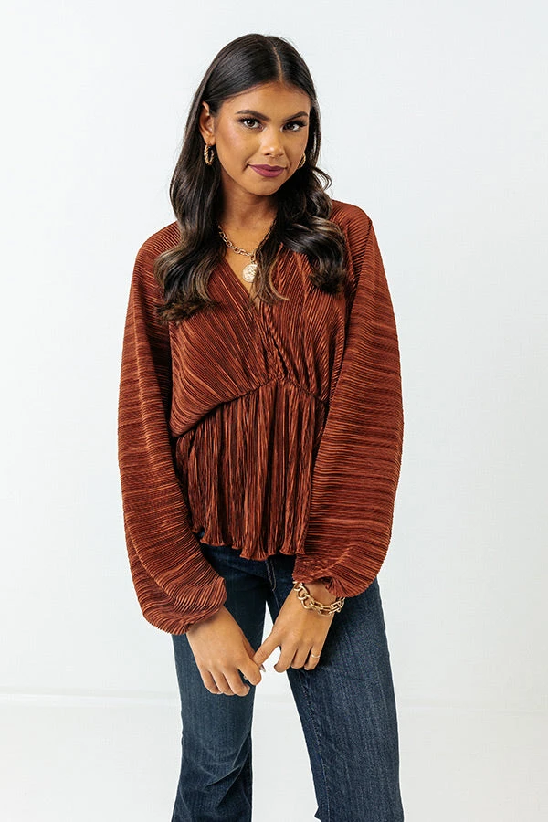 Cider So Sweet Pleated Top In Cinnamon 5 Cider So Sweet Pleated Top In Cinnamon - Image 5
