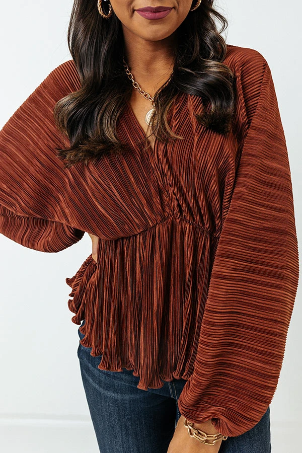 Cider So Sweet Pleated Top In Cinnamon 2 Cider So Sweet Pleated Top In Cinnamon - Image 2