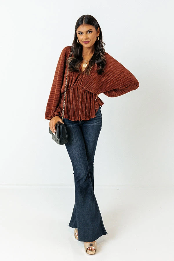 Cider So Sweet Pleated Top In Cinnamon 4 Cider So Sweet Pleated Top In Cinnamon - Image 4