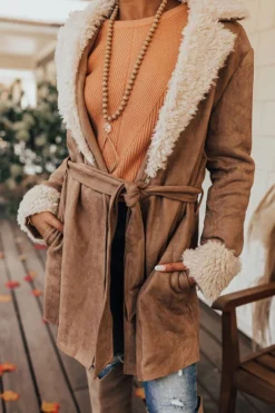 Salem Snuggles Faux Suede Coat In Khaki -Jacket and Coats Shop 2209308155000 2022101415185300 835eee54salem snuggles faux suede coat in khaki