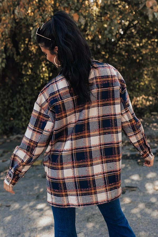 Cozy Cabin Vibes Plaid Jacket In Navy 7 Cozy Cabin Vibes Plaid Jacket In Navy - Image 7