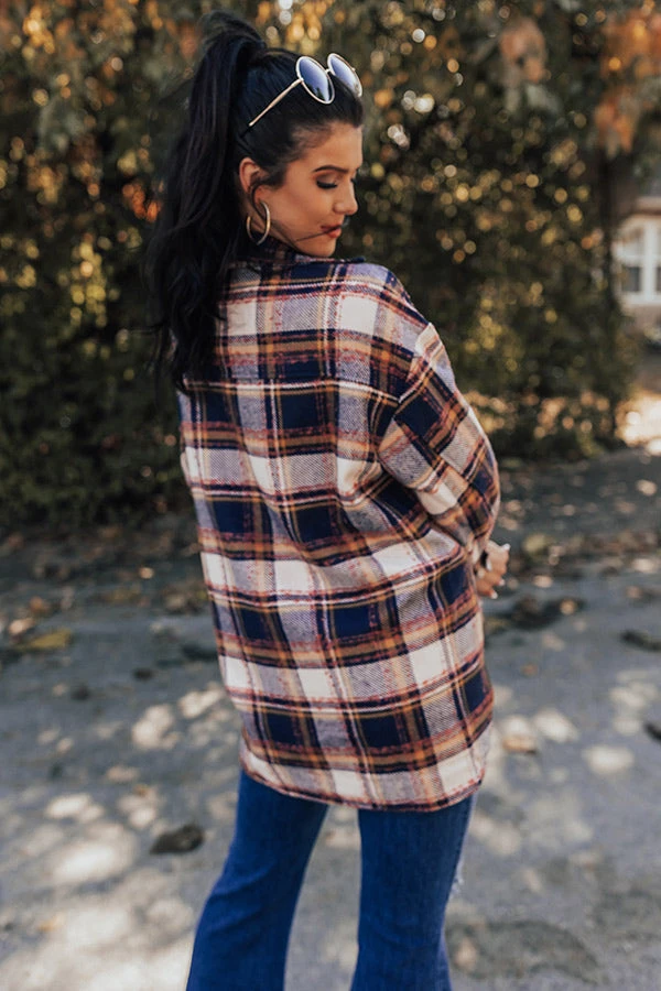 Cozy Cabin Vibes Plaid Jacket In Navy 6 Cozy Cabin Vibes Plaid Jacket In Navy - Image 6