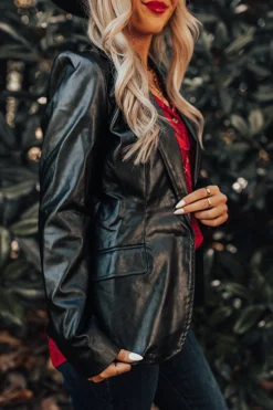 Editor's Choice Faux Leather Blazer 7 Editor's Choice Faux Leather Blazer -Jacket and Coats Shop 2210124463000 2022110208470700 1c51f21ceditors choice faux leather blazer