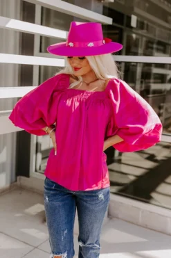 Ideal Day Shift Top In Fuchsia