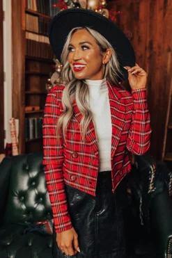 Endless Cheer Plaid Blazer
