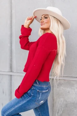 Weekend Coffee Run Sweater In Red -Jacket and Coats Shop 2210252775000 2022110414204600 4307e7c6weekend coffee run sweater in red