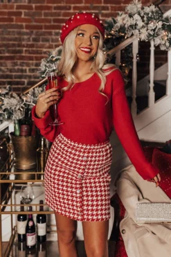 Weekend Coffee Run Sweater In Red