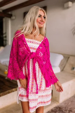 Sail The Day Away Front Tie Crochet Top In Hot Pink -Jacket and Coats Shop 2212288240000 2023021312094000 d075adc8sail the day away front tie crochet top in hot pink
