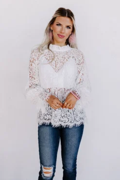 Lovestruck Babe Lace Top In Ivory -Jacket and Coats Shop 2212291361000 2023011108282700 4d4fdadblovestruck babe lace top in ivory