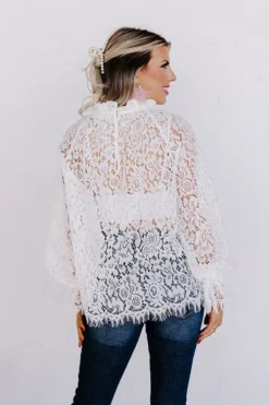 Lovestruck Babe Lace Top In Ivory -Jacket and Coats Shop 2212291361000 2023011108283900 03b3be25lovestruck babe lace top in ivory