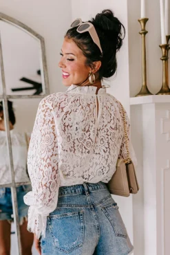 Lovestruck Babe Lace Top In Ivory -Jacket and Coats Shop 2212291361000 2023061210000100 47697253lovestruck babe lace top in ivory
