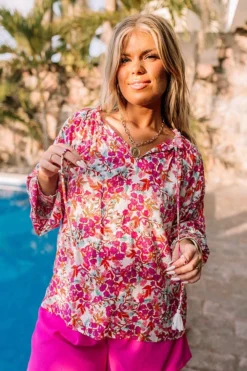 Malibu Pier Floral Shift Top In Pink Curves -Jacket and Coats Shop 2212301742000 2023021507581400 5b473205malibu pier floral shift top curves