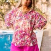 Malibu Pier Floral Shift Top In Pink Curves