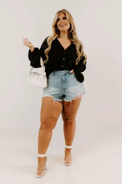 Jacket and Coats Shop 28 Champagne Season Pleated Top In Black Curves