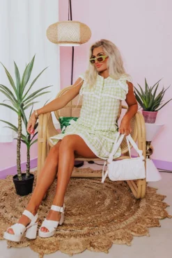 Downright Delightful Gingham Top In Lime