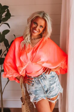 Heartfelt Harmony Top In Neon Coral 11 Heartfelt Harmony Top In Neon Coral -Jacket and Coats Shop 2304064307000 2023041515583200 232379cbheartfelt harmony top in neon coral