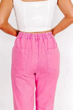 The Lari High Waist Button Up Trousers In Bubblegum Pink -Jacket and Coats Shop 2304206521000 2023042814115600 3930279bthe lari high waist button up trousers in bubblegum pink