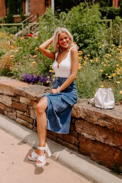 The Ahna High Waist Denim Skirt -Jacket and Coats Shop 2305262935000 2023060314411000 94236103the ahna high waist denim skirt