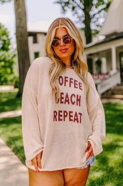 Coffee, Beach Repeat Knit Sweater Curves -Jacket and Coats Shop 2306096047000 2023062615513000 409f6e69coffee beach repeat knit sweater curves