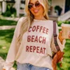 Coffee, Beach Repeat Knit Sweater Curves