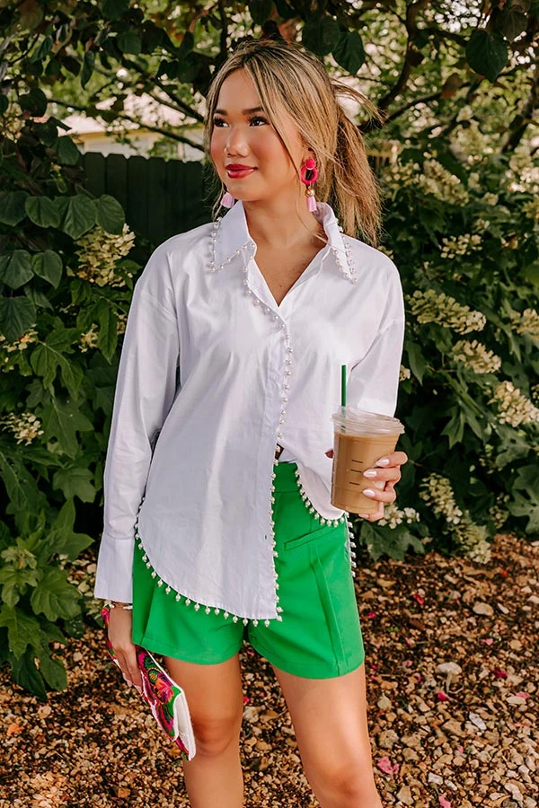 Luxe Debut Embellished Button Up In White 1 Luxe Debut Embellished Button Up In White