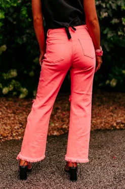 The Eras High Waist Distressed Jean In Coral -Jacket and Coats Shop 2306126143000 2023062109334300 bfe913dfthe eras high waist distressed jean